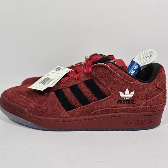 Mens 12.5 Adidas Forum Low NCAA NC State Wolfpack Red Black Suede Shoes HQ7481 main image 6